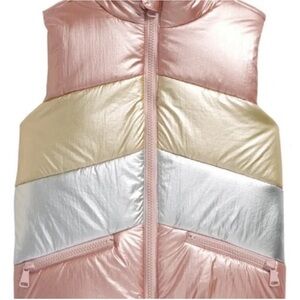 Girls Puffer Vest | Girls Metallic Pink Silver and Gold Puffer Vest | PinkPuffer